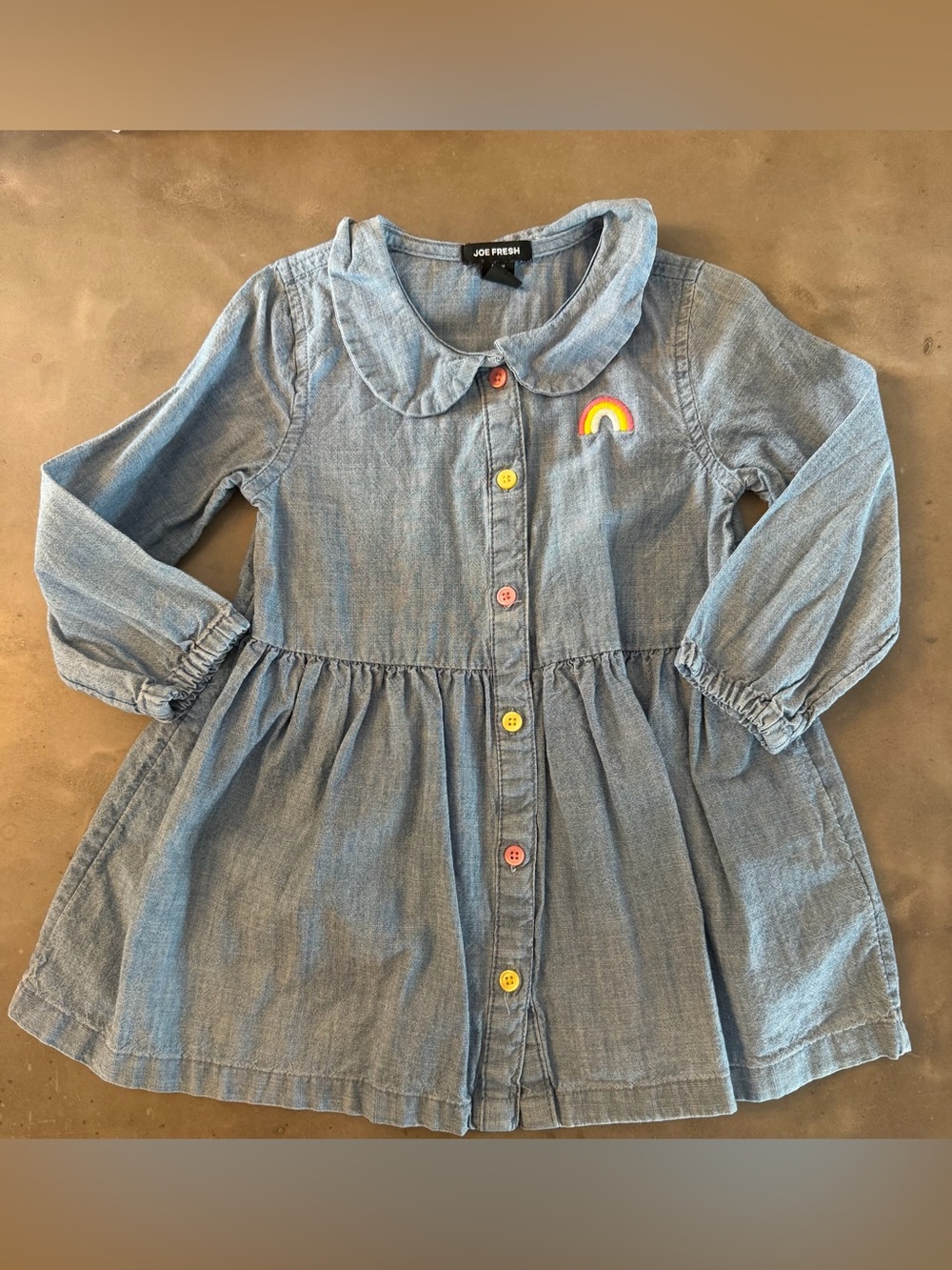Joe Fresh Light Blue Denim Dress with Rainbow Patch